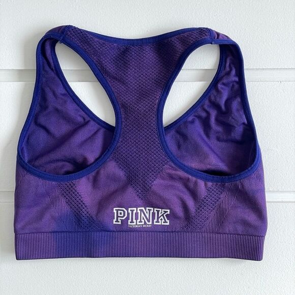 Pink Victoria's Secret YOGA Racer Back Sports Bra Women's Size XS Purple Tie Dye - Picture 2 of 3